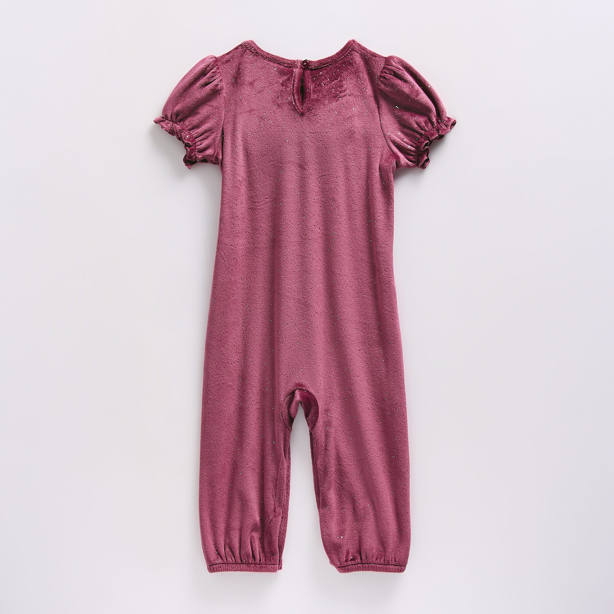 Okie Dokie Velour Baby Girls Round Neck Short Sleeve Jumpsuit
