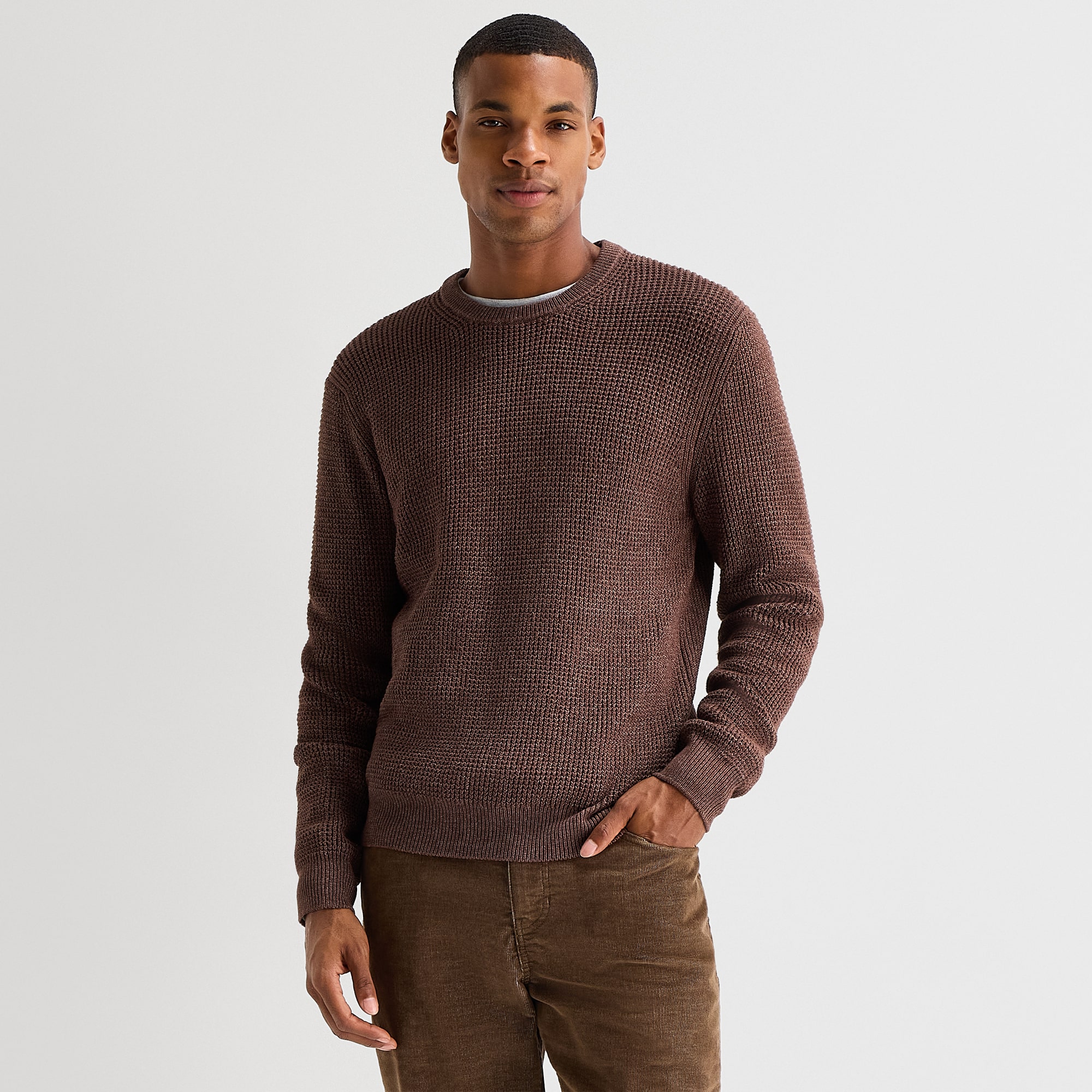 mutual weave Mens Crew Neck Long Sleeve Polo Sweater
