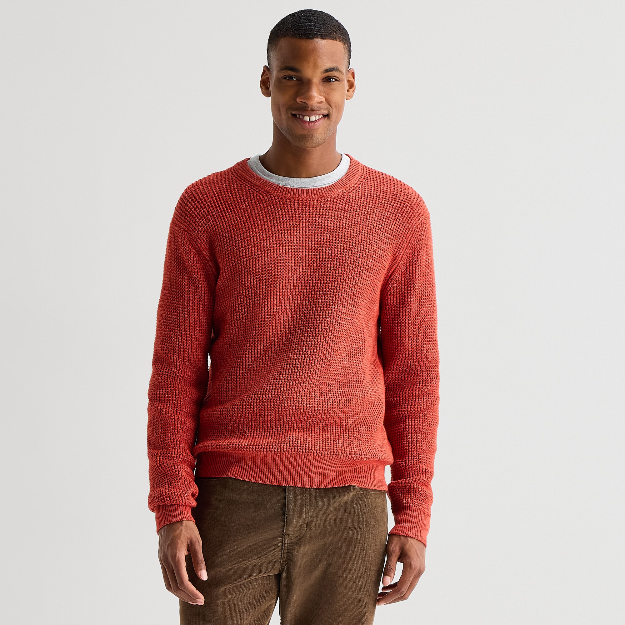 mutual weave Mens Crew Neck Long Sleeve Polo Sweater