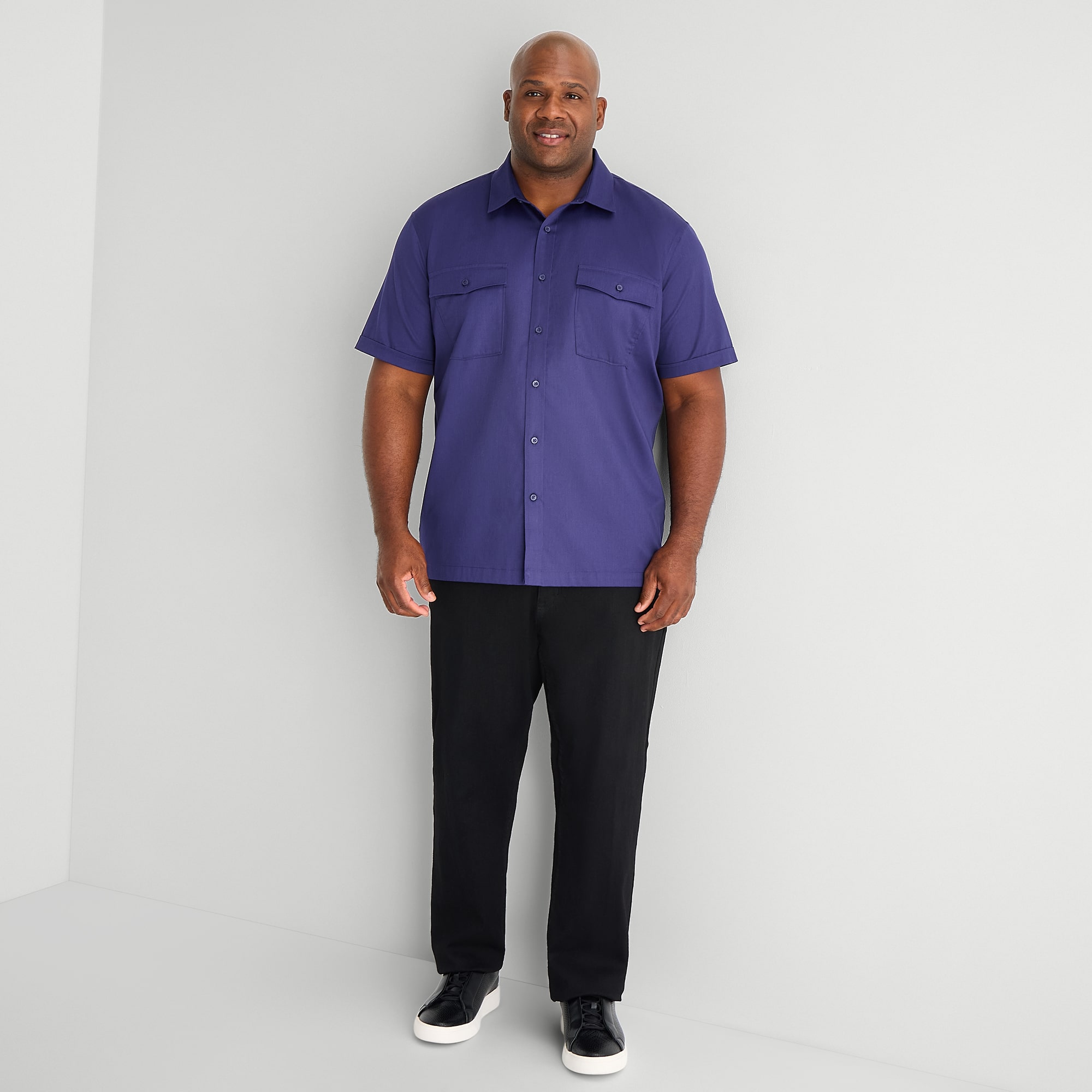 Shaquille O'Neal XLG™ Mens Short Sleeve Regular Fit Big and Tall Button-Down Shirt