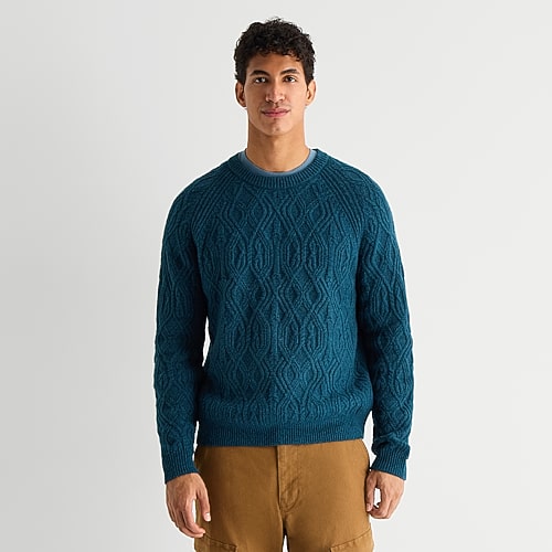 mutual weave Mens Crew Neck Long Sleeve Pullover Sweater, X-large, Blue