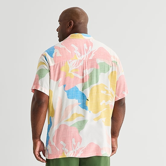 St. John's Bay Button-Down Mens Short Sleeve Breathable Big and Tall Camp Shirt