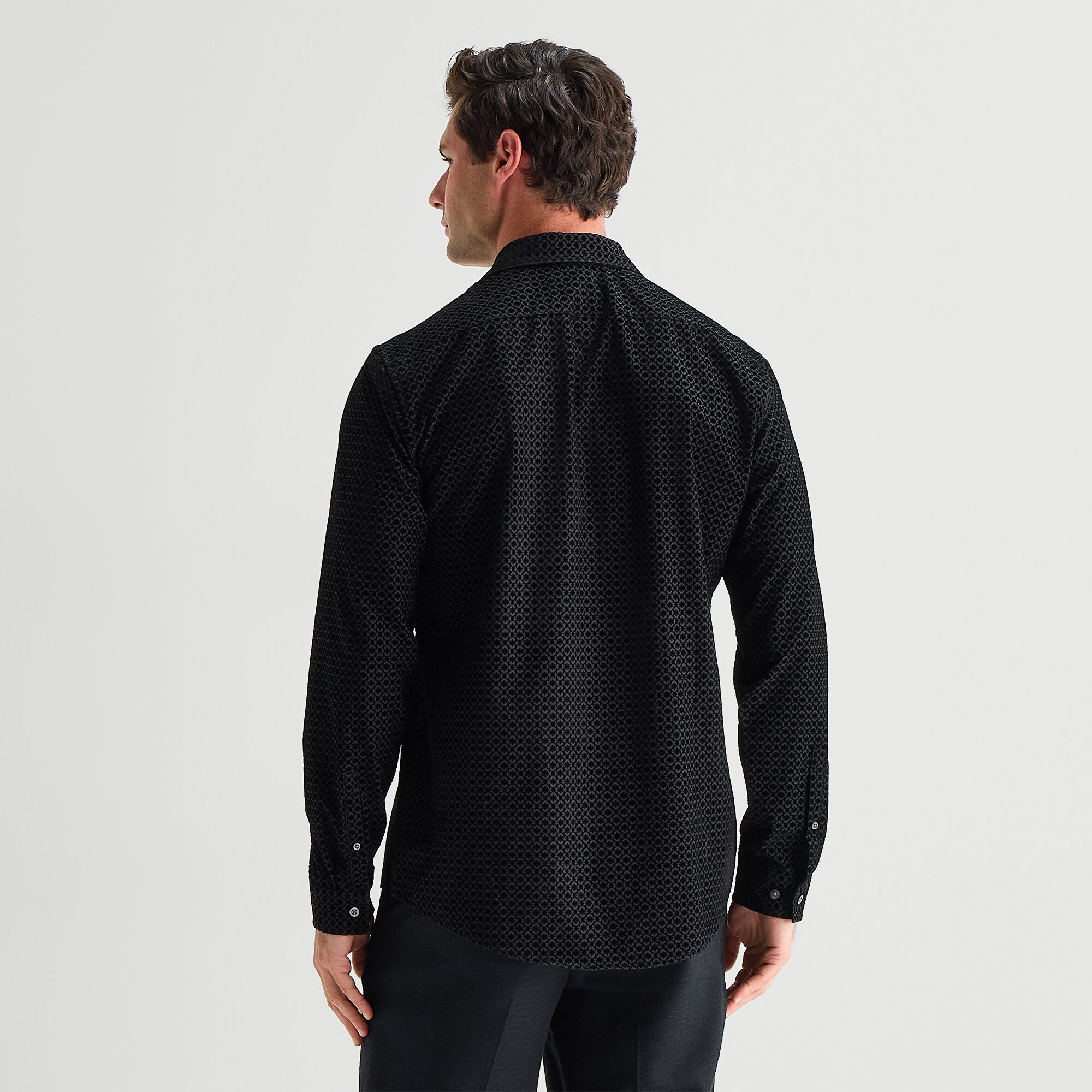 J. Ferrar Flocked Geo Mens Long Sleeve Regular Fit Button-Down Shirt