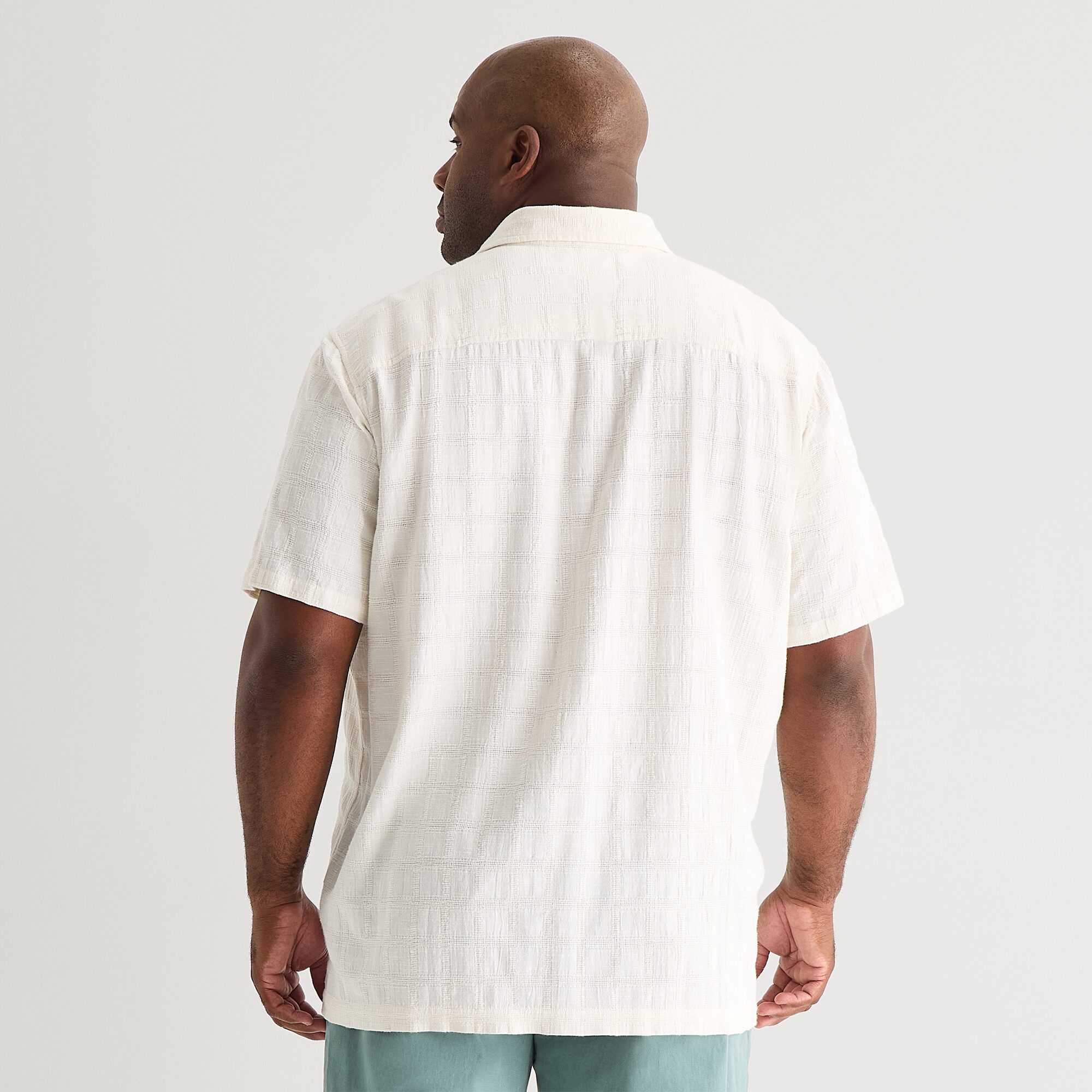 mutual weave Mens Short Sleeve Regular Fit Big and Tall Button-Down Shirt