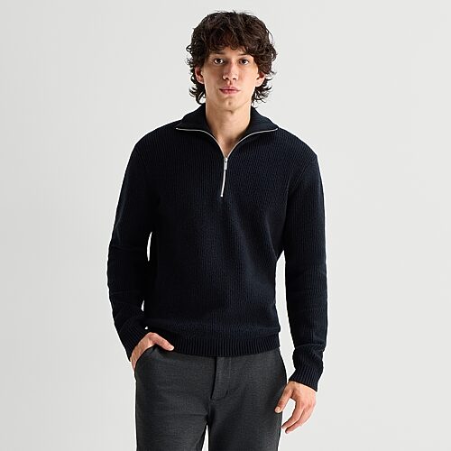 Stylus Mens Mock Neck Long Sleeve Pullover Sweater In Black