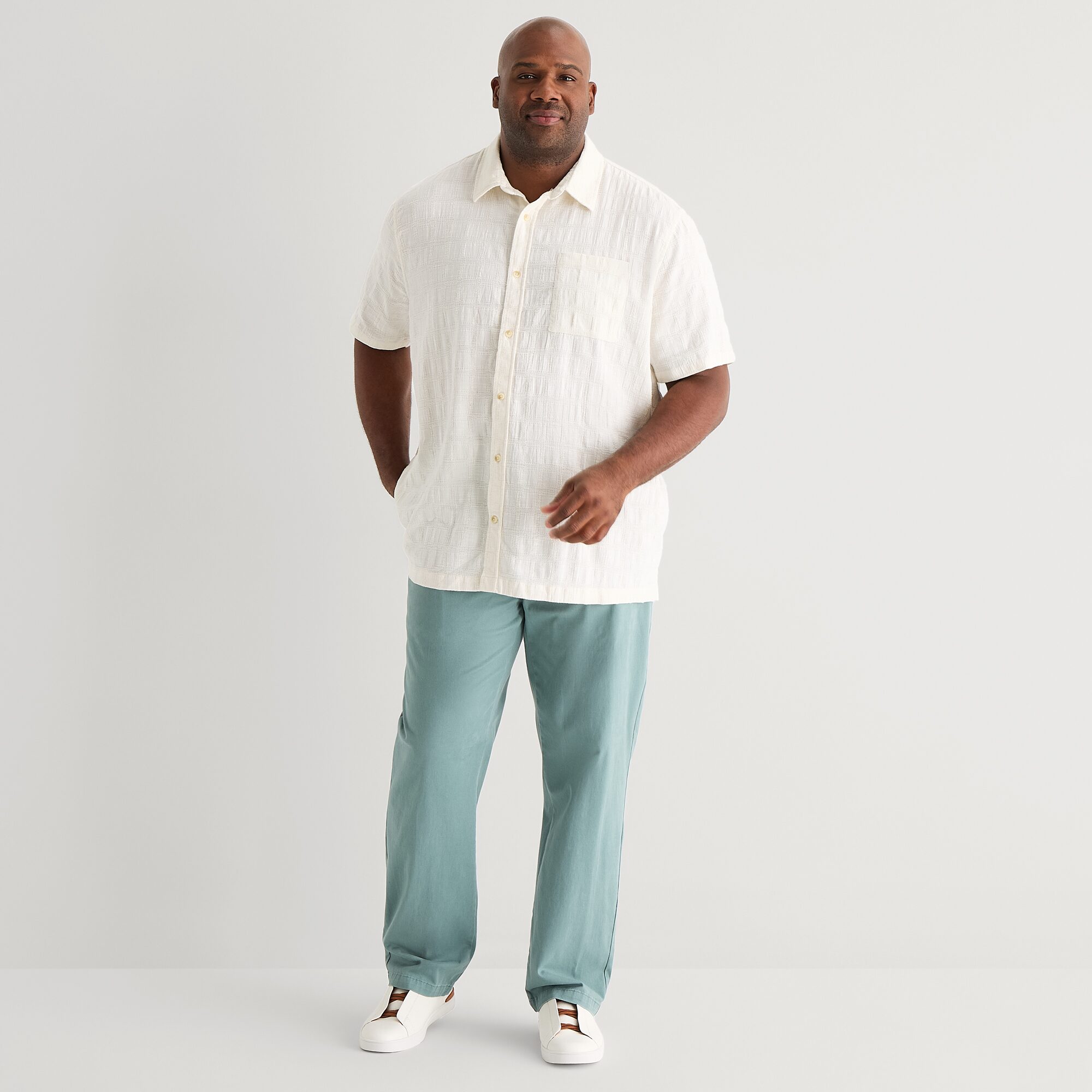 mutual weave Mens Short Sleeve Regular Fit Big and Tall Button-Down Shirt