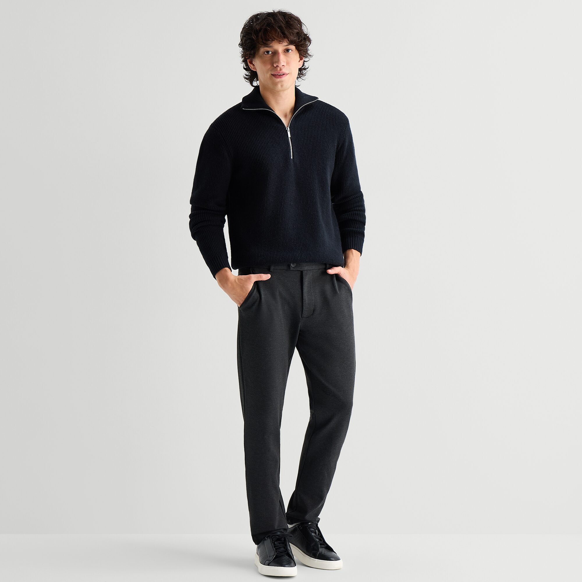 Stylus Mens Mock Neck Long Sleeve Pullover Sweater