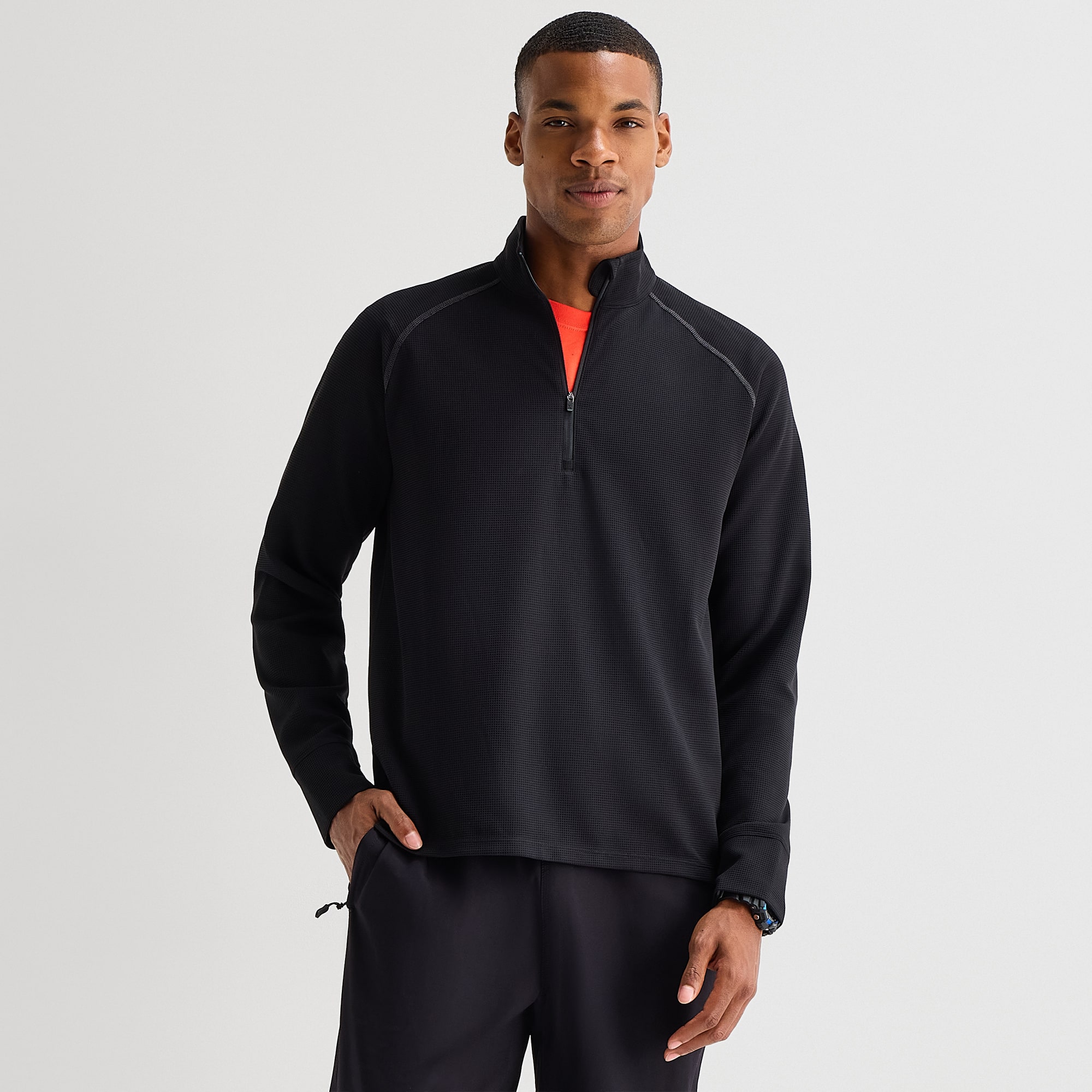 Xersion Mens Mock Neck Long Sleeve Active Quarter-Zip Pullover