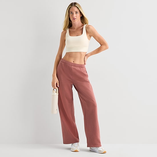 Xersion Womens Drawstring Waist Wide Leg Mid Rise Regular Fit Tall Fleece Sweatpant