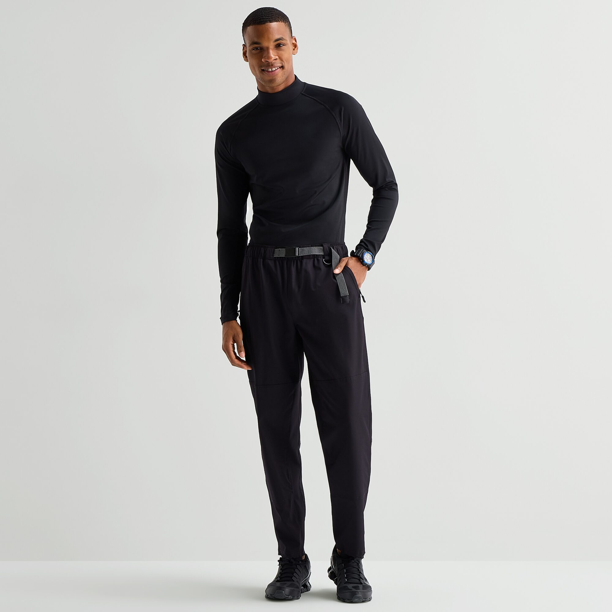 Xersion Mens Mock Neck Long Sleeve Quick Dry Active T-Shirt