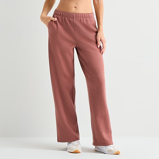Xersion Womens Drawstring Waist Wide Leg Mid Rise Regular Fit Tall Fleece Sweatpant
