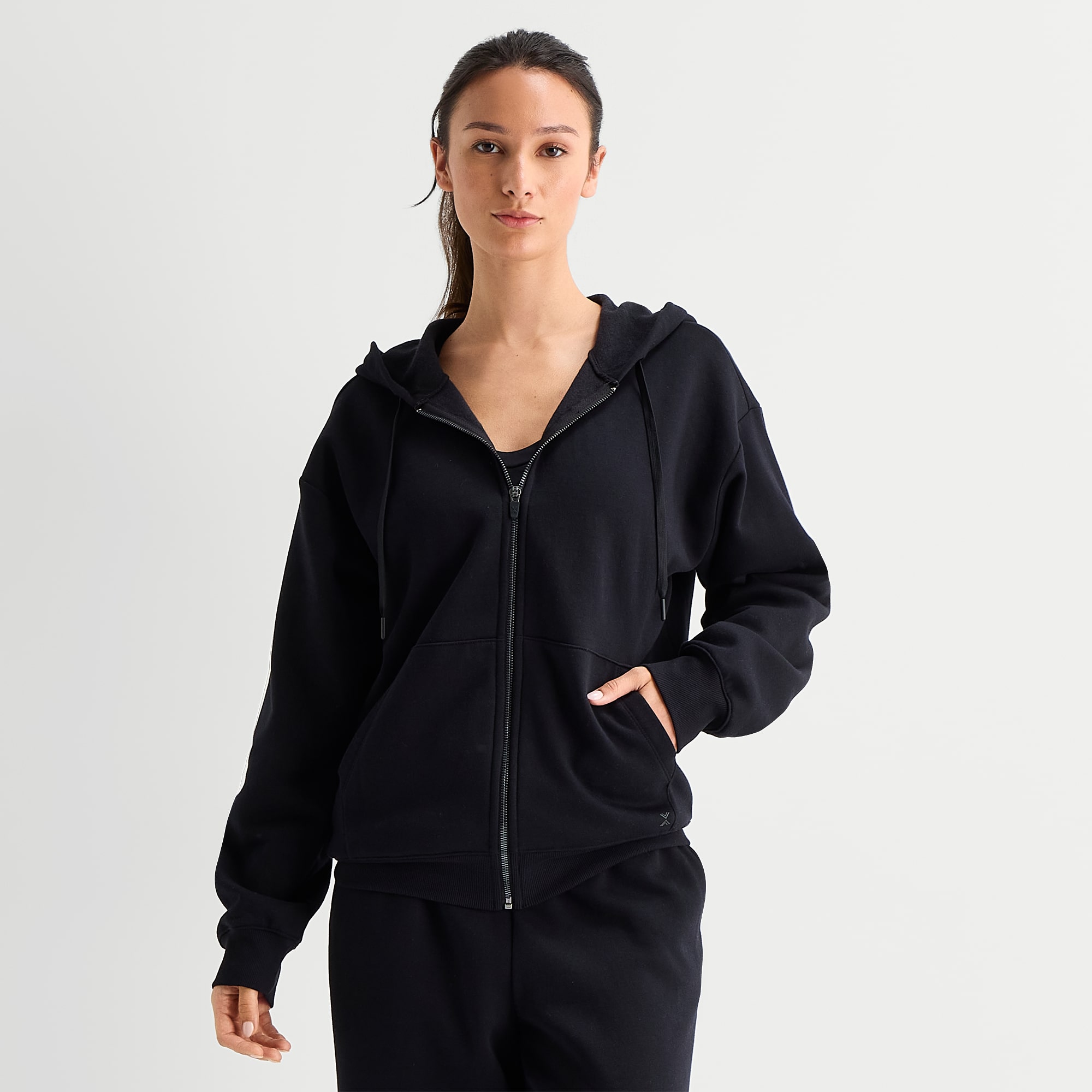 Xersion Womens Long Sleeve Fleece Zipper Active Petite Hoodie