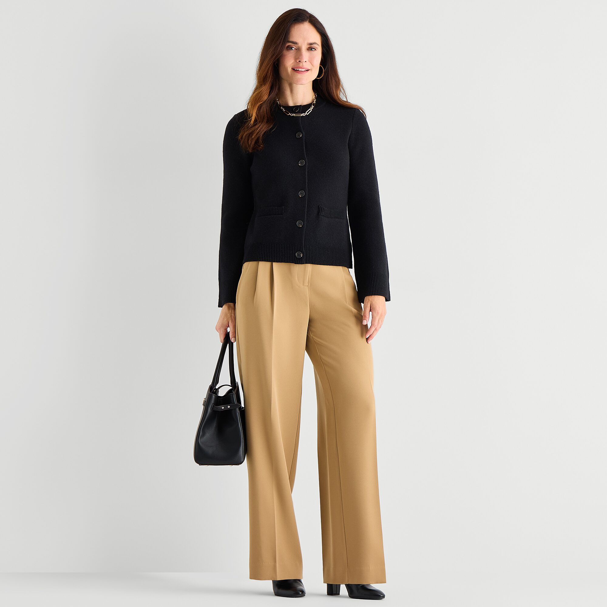 Liz Claiborne Womens Crew Neck Long Sleeve Button Cardigan