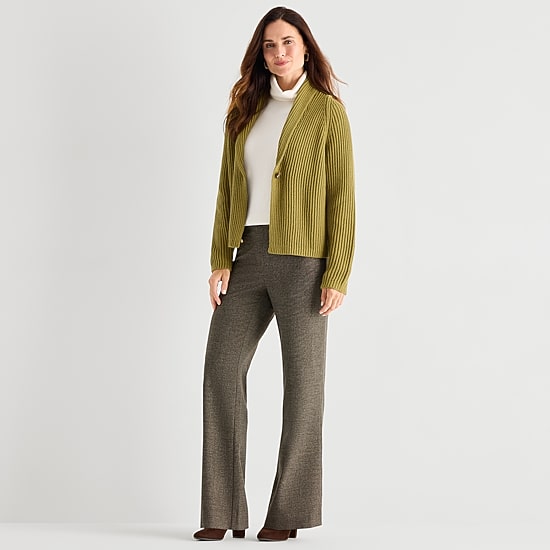 Liz Claiborne Womens Long Sleeve Button Cardigan