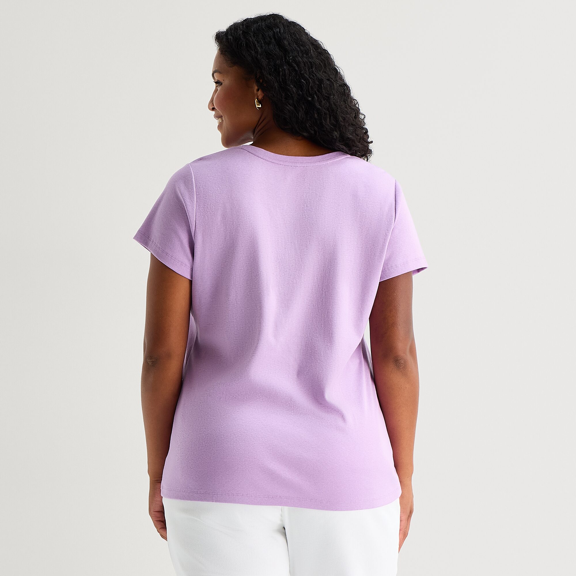 St. John's Bay Womens Plus V Neck Short Sleeve T-Shirt