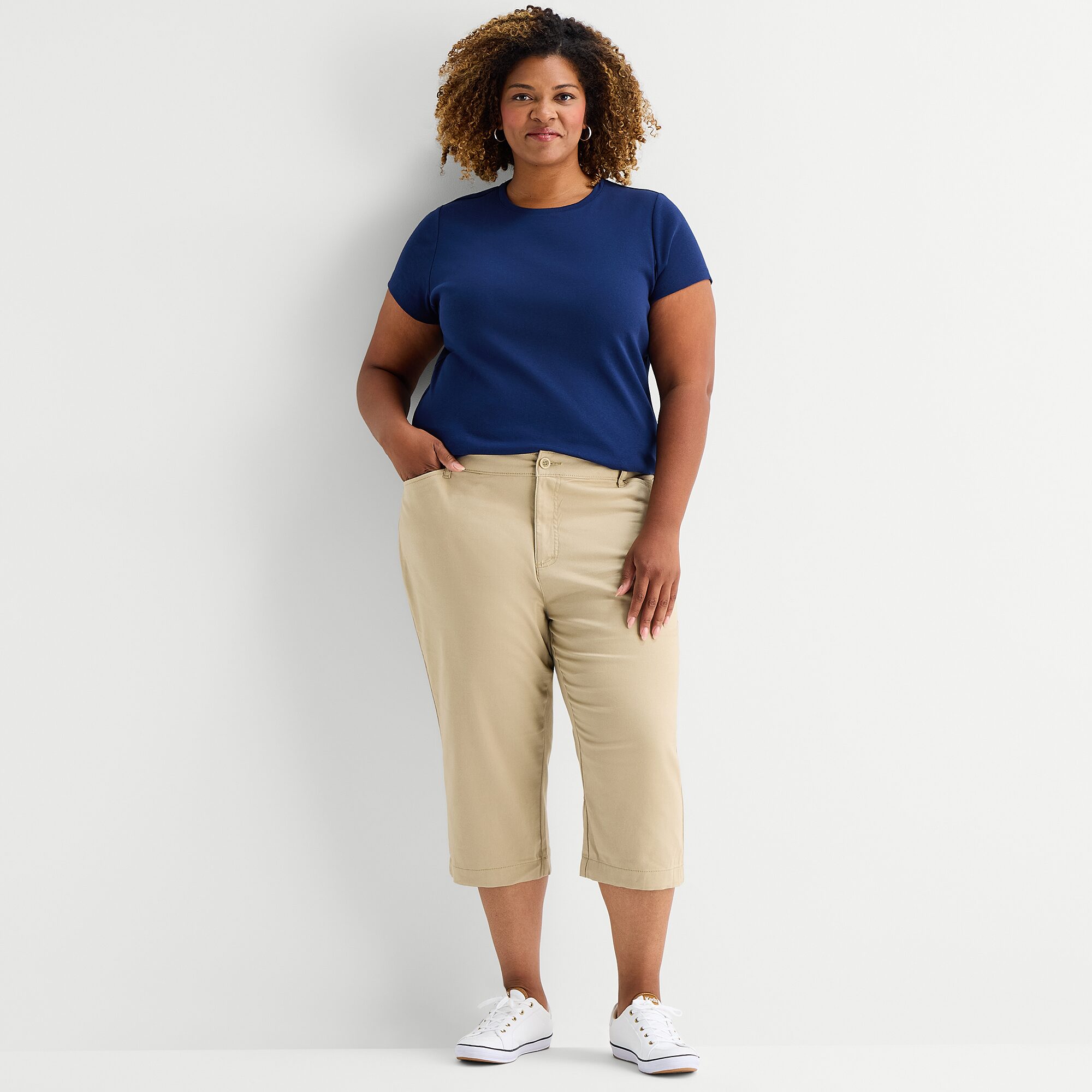 St. John's Bay Womens Plus Crew Neck Short Sleeve T-Shirt