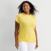 St. John's Bay Womens Plus Crew Neck Short Sleeve T-Shirt