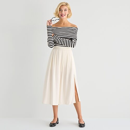 Marilyn Monroe Womens Midi Pleated Skirt In White