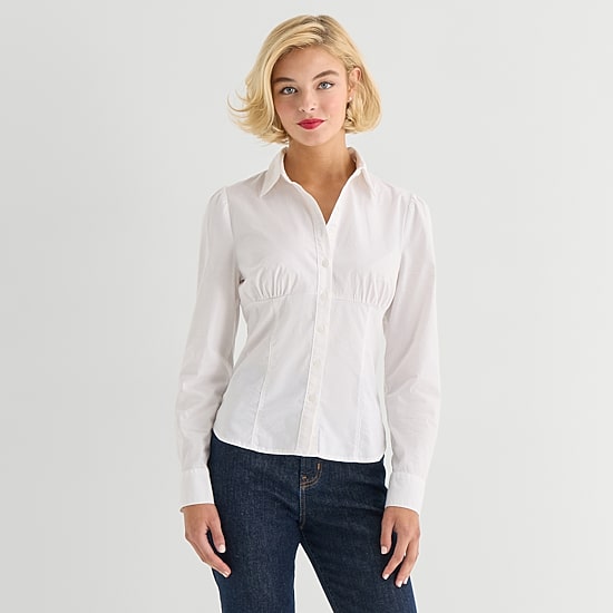 Marilyn Monroe Womens Long Sleeve Cuffed Regular Fit Button-Down Shirt