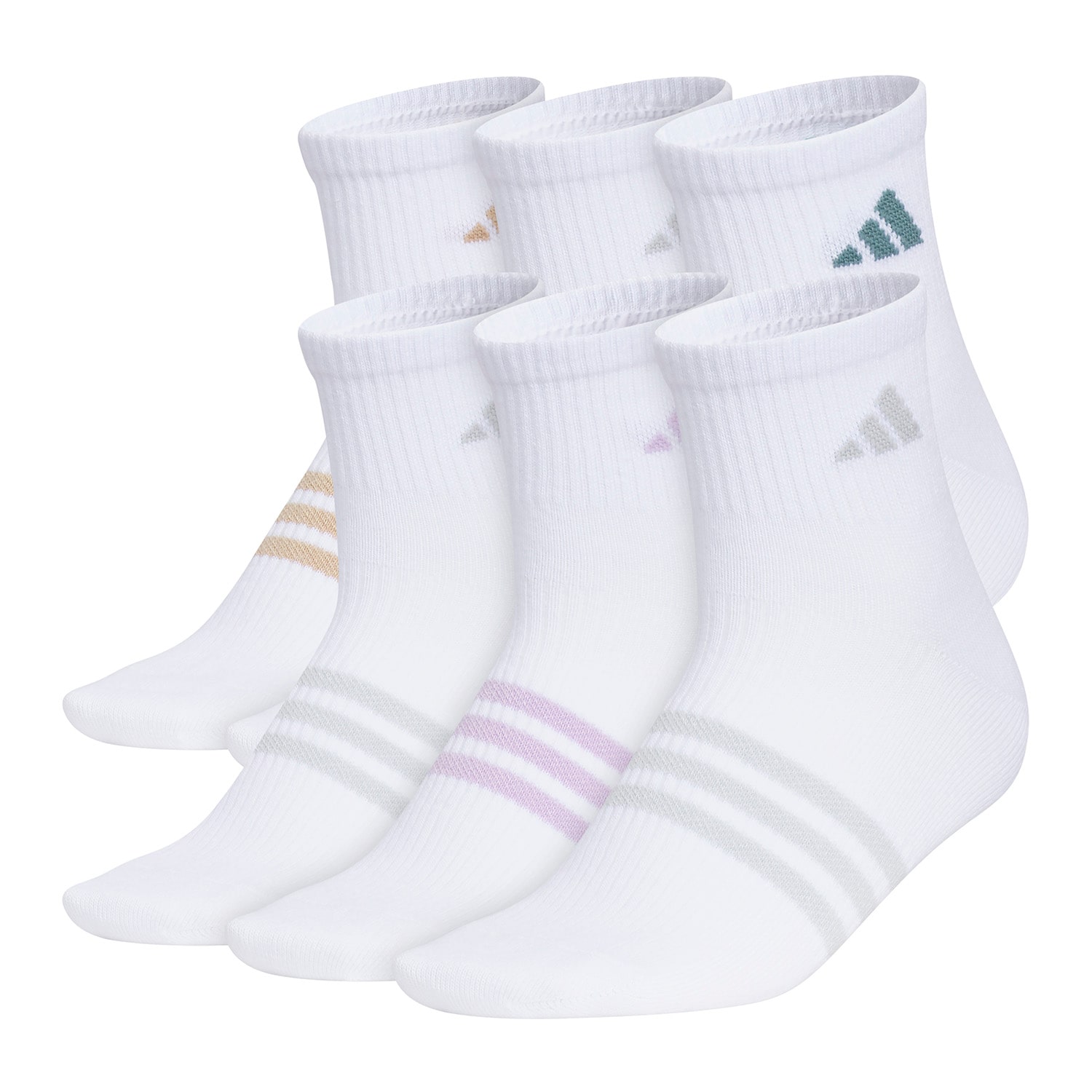 adidas Womens 6 Pair Quarter Ankle Socks
