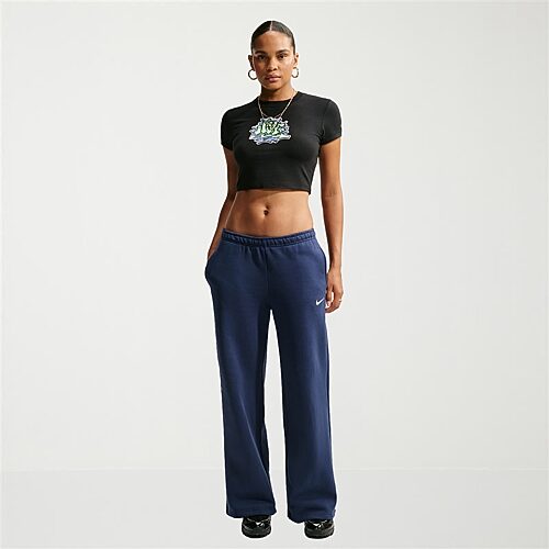 Nike Womens Wide Leg Mid Rise Regular Fit Active Jogger Pant In Blue