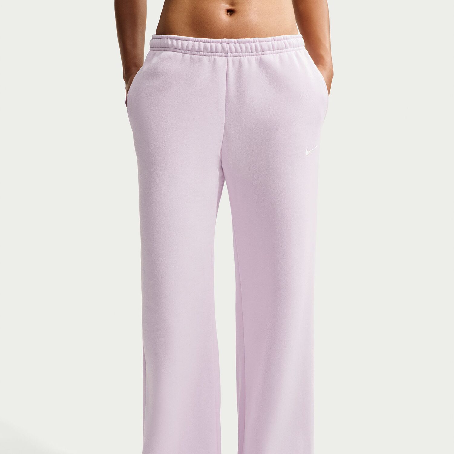 Nike Studio Womens Wide Leg Mid Rise Regular Fit Fleece Sweatpant