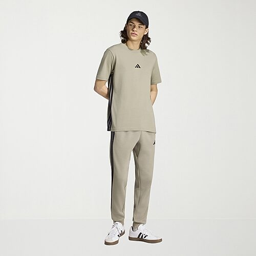 adidas Sweatpants3 Stripe Mens Cuffed Mid Rise Regular Fit Fleece Active Jogger Pant, Xx-large, Gray