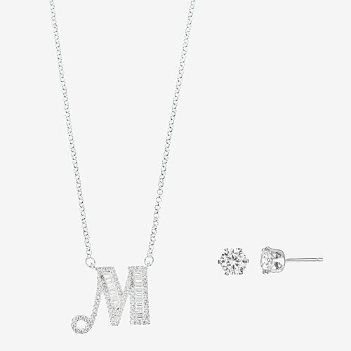 Sparkle Allure Womens Cubic Zirconia Pure Silver Over Brass Round 3-pc. Jewelry Set, One Size, Silver