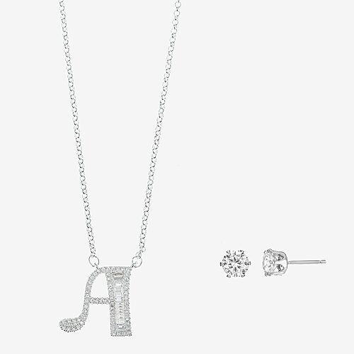 Sparkle Allure Womens Cubic Zirconia Pure Silver Over Brass Round 3-pc. Jewelry Set, One Size, Silver