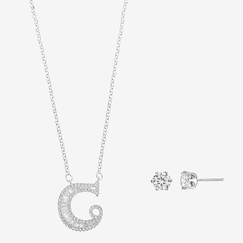 Sparkle Allure Womens Cubic Zirconia Pure Silver Over Brass Round 3-pc. Jewelry Set, One Size, Silver