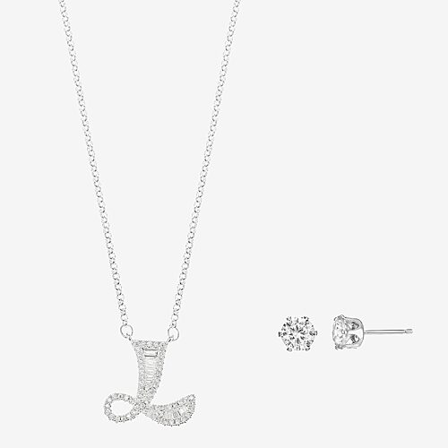Sparkle Allure Womens Cubic Zirconia Pure Silver Over Brass Round 3-pc. Jewelry Set, One Size, Silver