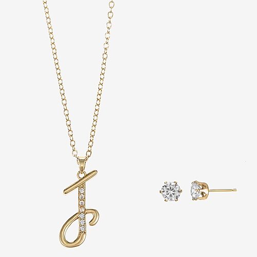 Sparkle Allure Womens Cubic Zirconia 14K Gold Over Brass Round 3-pc. Jewelry Set, One Size, Yellow