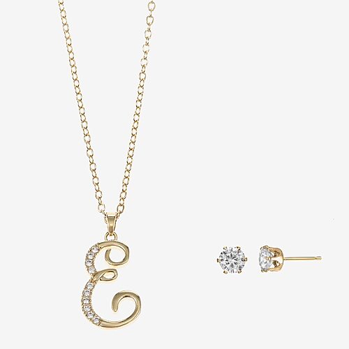Sparkle Allure Womens Cubic Zirconia 14K Gold Over Brass Round 3-pc. Jewelry Set, One Size, Yellow