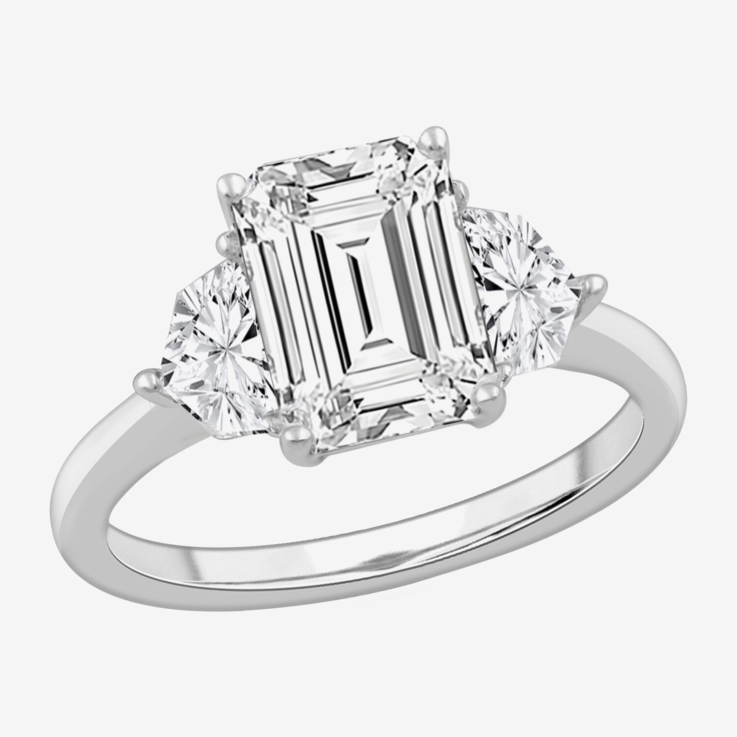 Love Lives Forever (F / Si2) Womens 3 7/8 Ct. T.W. Lab Grown White Diamond 14K Gold 3-Stone Engagement Ring