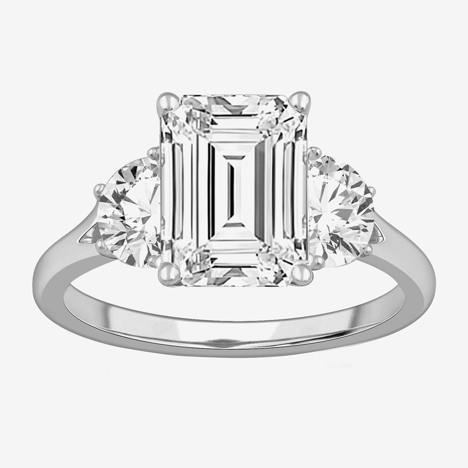 Love Lives Forever (F / Si2) Womens 3 7/8 Ct. T.W. Lab Grown White Diamond 14K Gold 3-Stone Engagement Ring