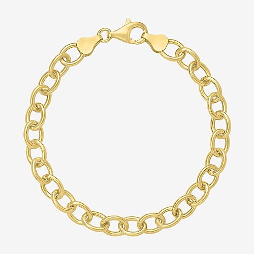 Charmed by Diamond Addiction Womens 14K Gold Over Silver 7.5 Inch Link Chain Bracelet, One Size, Yellow