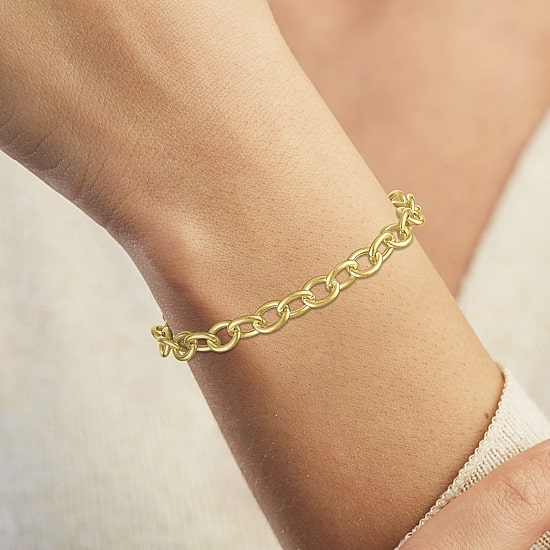 Charmed by Diamond Addiction Womens 14K Gold Over Silver 7.5 Inch Link Chain Bracelet