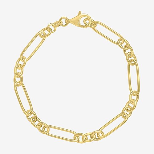 Charmed by Diamond Addiction Womens 14K Gold Over Silver 7.5 Inch Link Chain Bracelet, One Size, Yellow