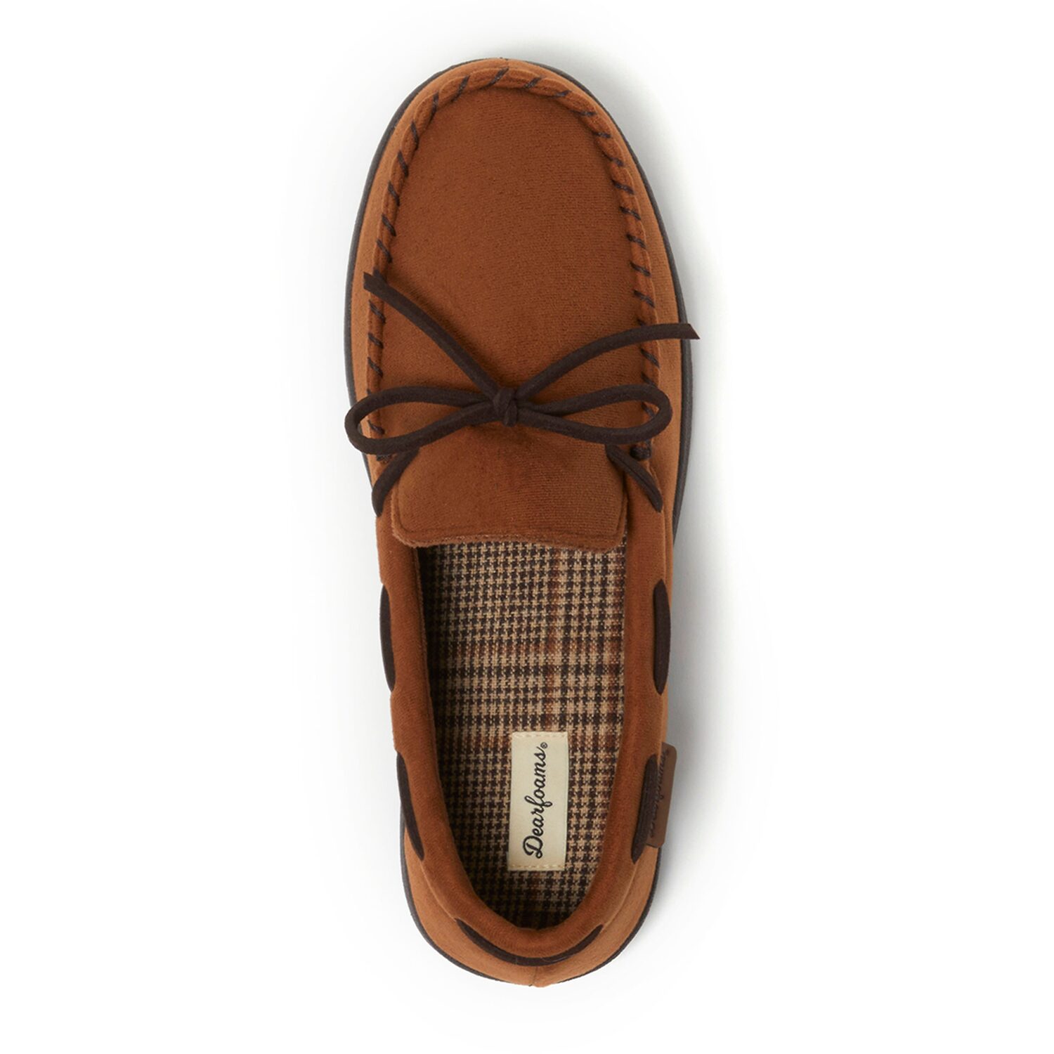 Dearfoams Toby Mfs Moc W Whipstitch & Tie Mens Moccasin Slippers