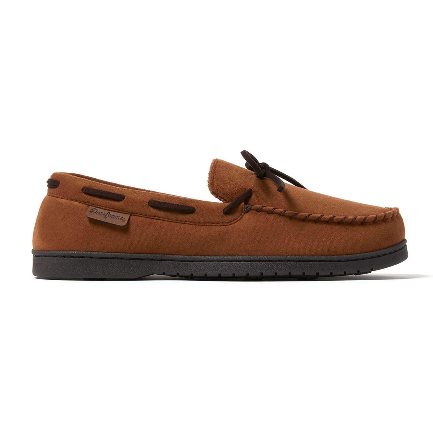 Dearfoams Toby Mfs Moc W Whipstitch & Tie Mens Moccasin Slippers