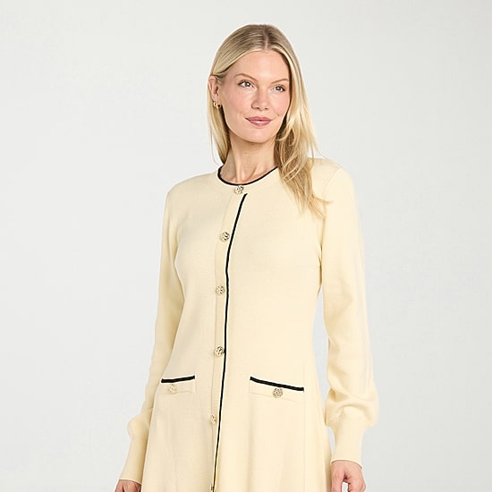 Sophia Cristina Womens Round Neck Long Sleeve Sheath Dress