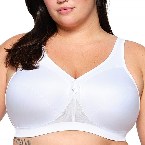 Women's Full Figure Plus Size MagicLift Active Wirefree Support Bra 1005 - White
