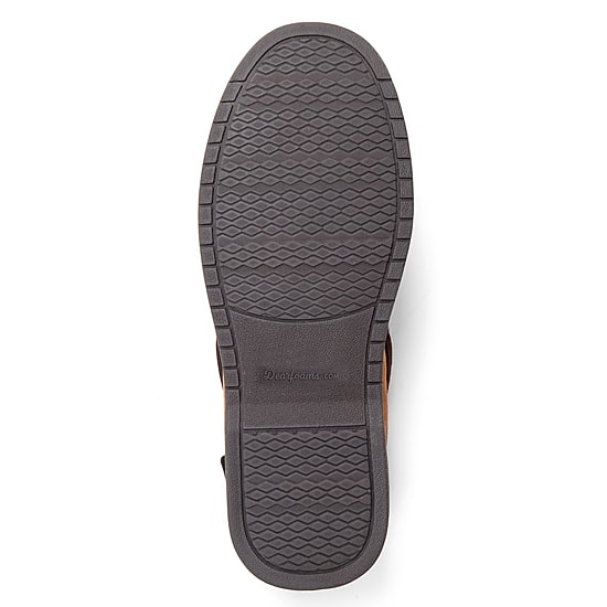 Dearfoams Keaton Perforated Microfiber Suede Moc W Whipstitch Mens Moccasin Slippers
