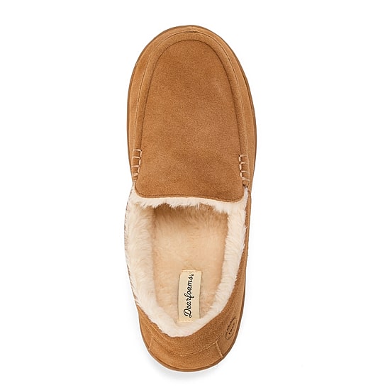 Dearfoams Fitzgerald Genuine Suede Moccasin Mens Moccasin Slippers