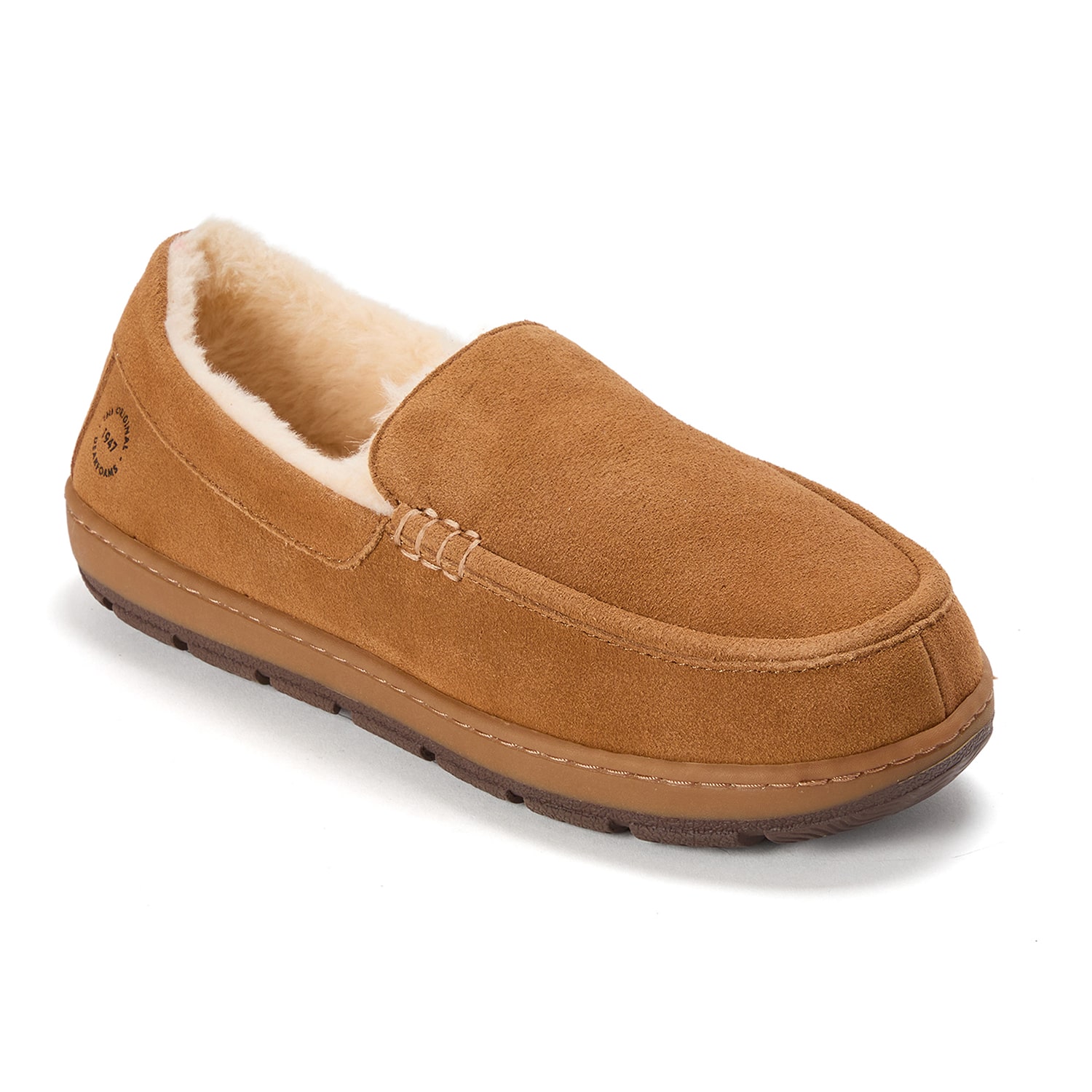 Dearfoams Fitzgerald Genuine Suede Moccasin Mens Slippers