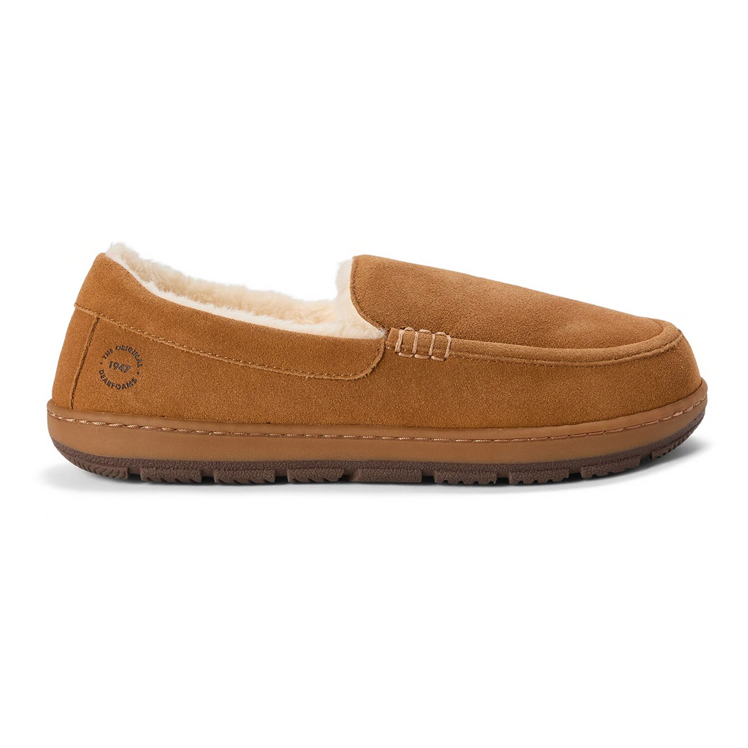 Dearfoams Fitzgerald Genuine Suede Moccasin Mens Slippers