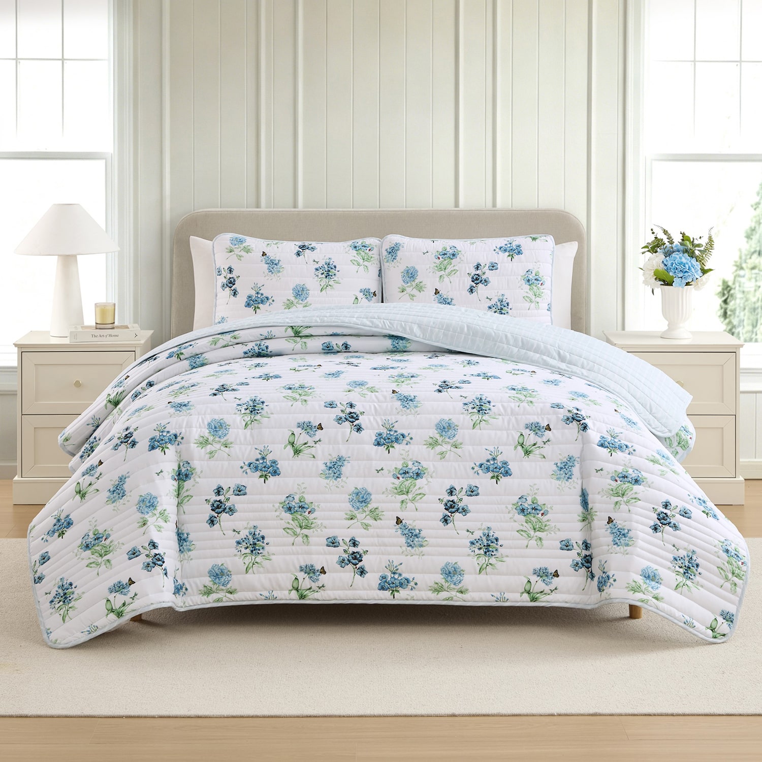 Lenox Butterfly Meadow Printed Reversible Easy Care Wrinkle Resistant Quilt Set