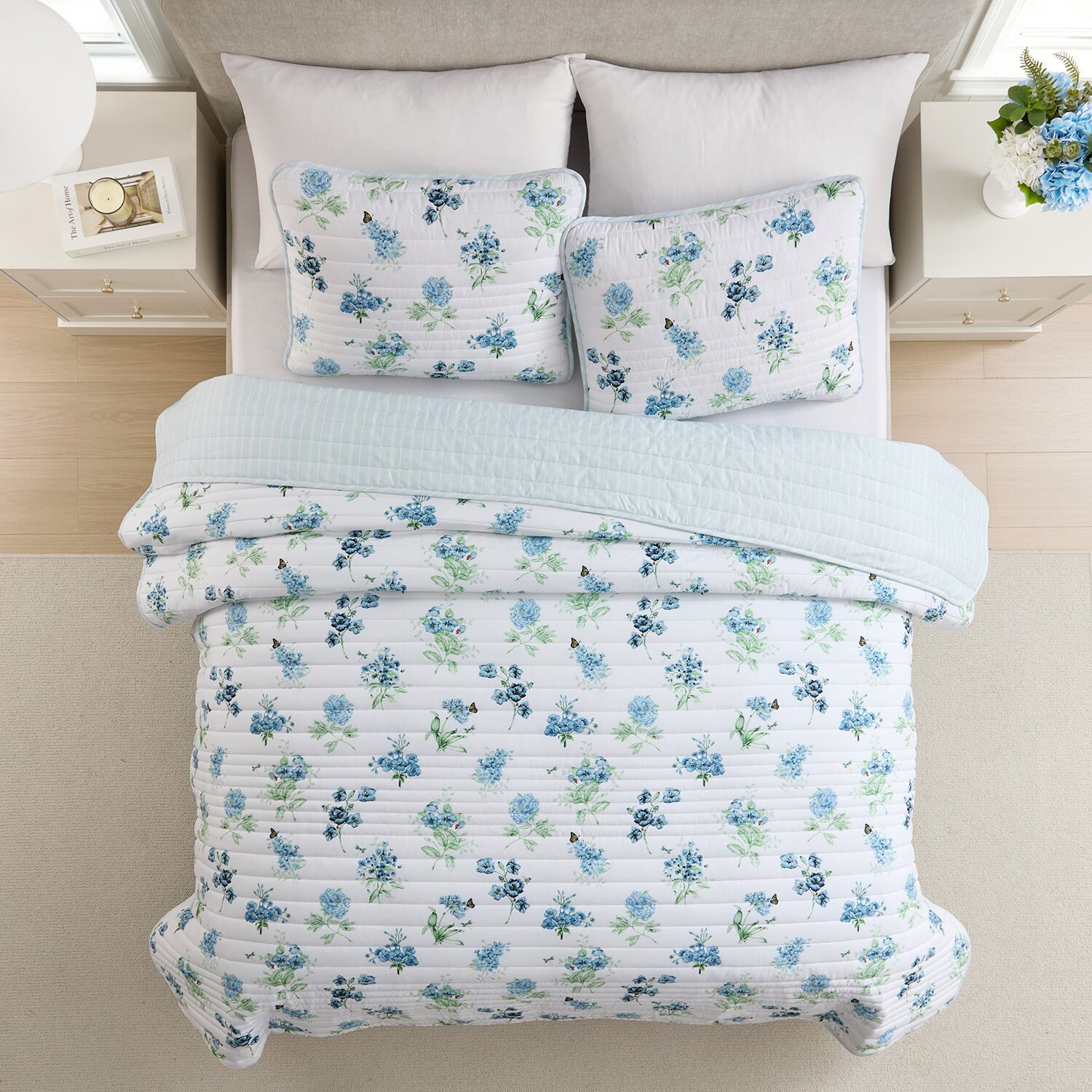Lenox Butterfly Meadow Printed Reversible Easy Care Wrinkle Resistant Quilt Set
