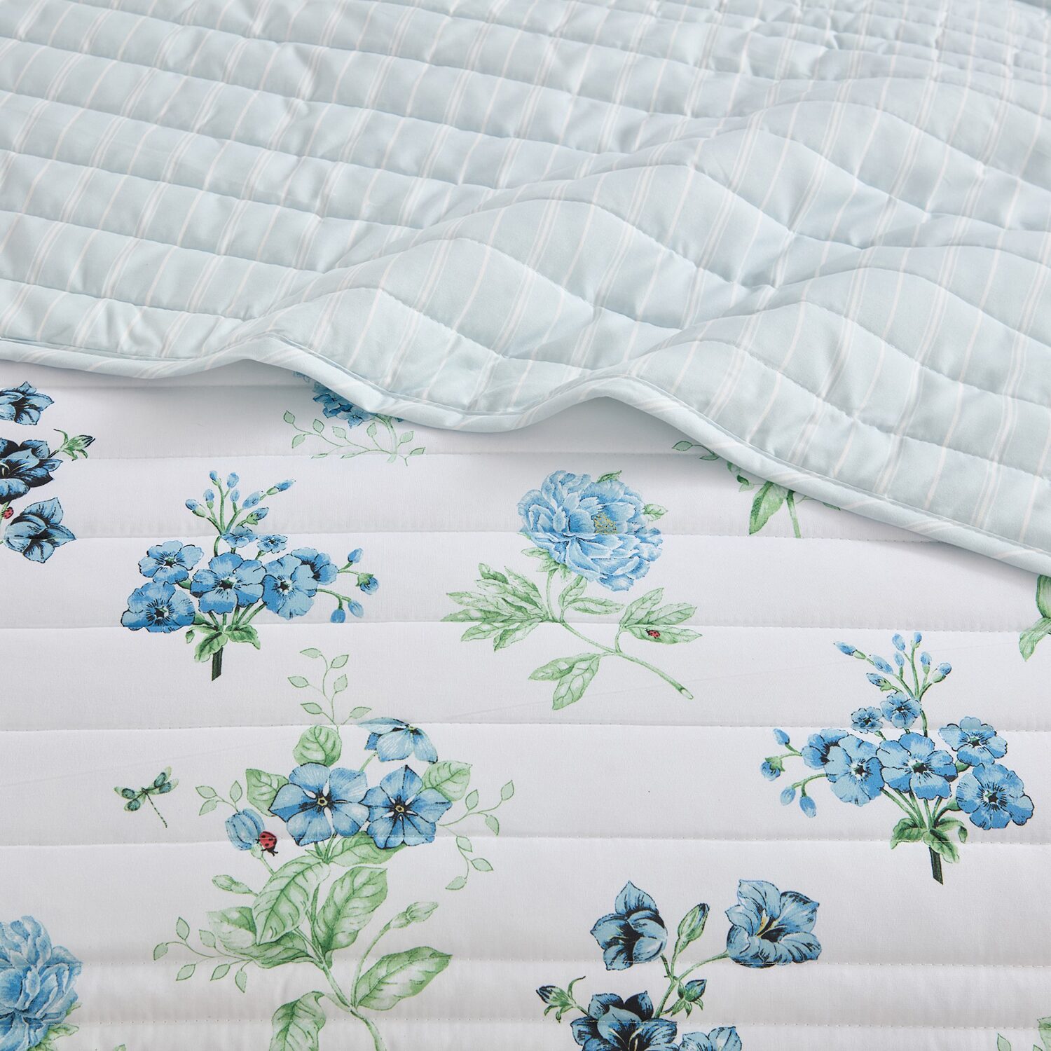 Lenox Butterfly Meadow Printed Reversible Easy Care Wrinkle Resistant Quilt Set