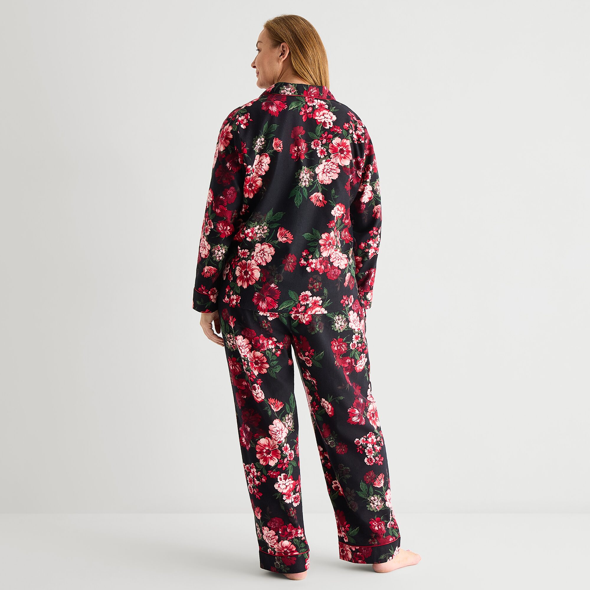 Liz Claiborne Womens Flannel Long Sleeve 2-pc. Pajama Set